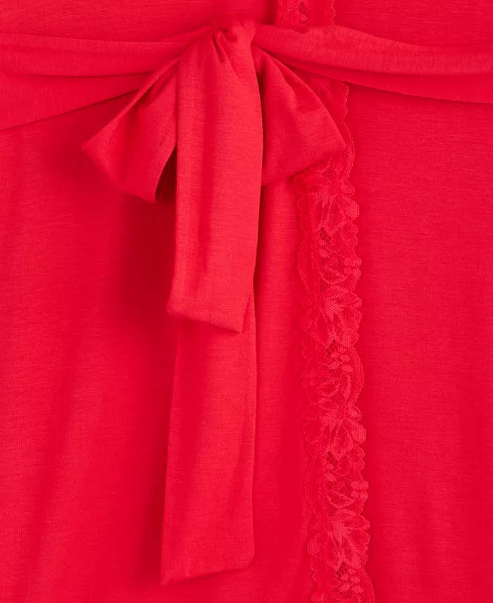 Women's Lace-Trim Knit Wrap Robe - thumbnail 6