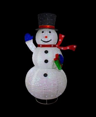 71" LED Lighted Iridescent Twinkling Snowman Outdoor Christmas Decoration