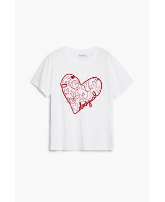 Women's T-shirt with embossed hearts