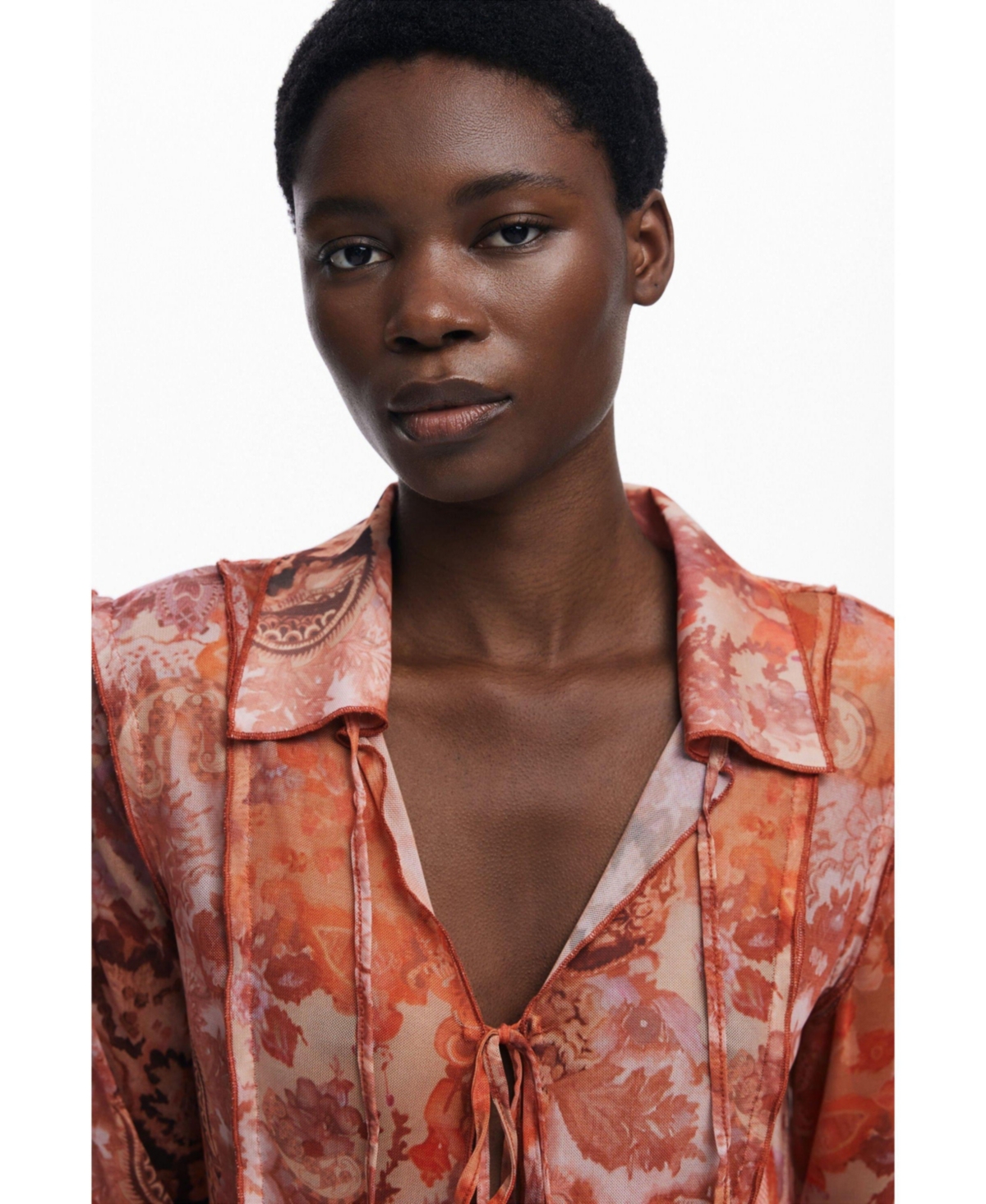 Desigual Women's Chiffon T-shirt With Bows In Brown