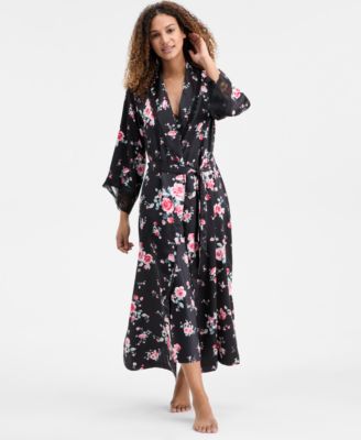 Women's Printed Lace Trim Shawl Collar Robe, Created for Macy's