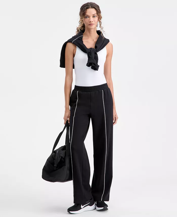 Women's Piping-Trim Fleece Pull-On Pants - thumbnail 4