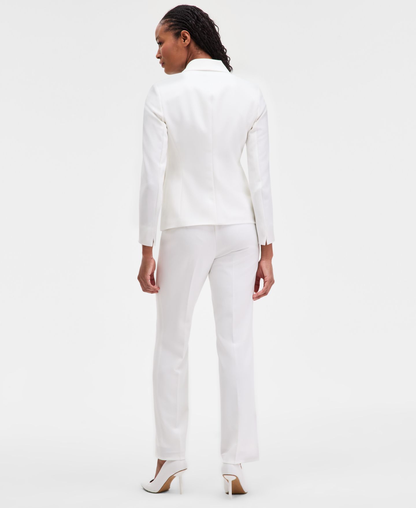 Женские комплекты Kasper Stretch Crepe Two-Button Jacket, Cowl Neck Cap-Sleeve Top & Stretch Crepe High-Rise Straight Pants, цвет: Чёрный — фото 3