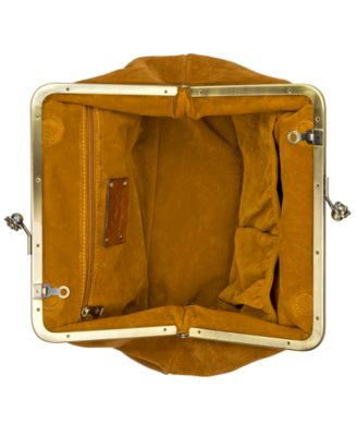 Suede Sofia Frame Medium Kisslock Crossbody Bag