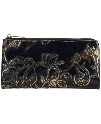 セミロングウォレット　ブラックフラワー Patricia Nash Prassa Bark Leaves Textured Wallet - Macy's