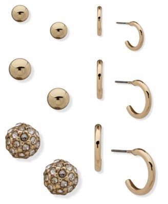 Nine West - 6-Pack Gold-Tone Hoops and Ball Stud Earrings Set