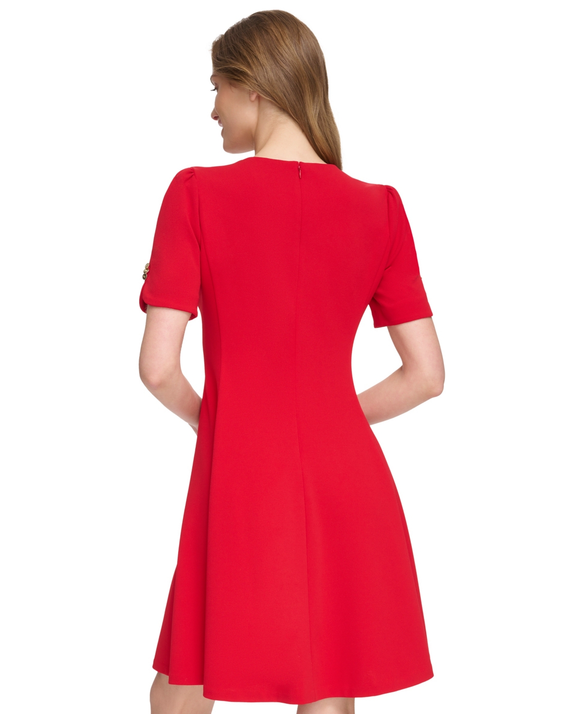 Dkny Women's Short Sleeve Fit and Flare Dress