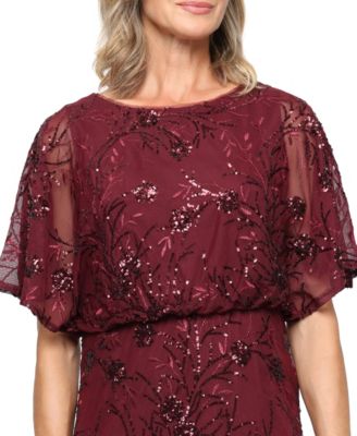 Women's Sequined Blouson Midi Dress