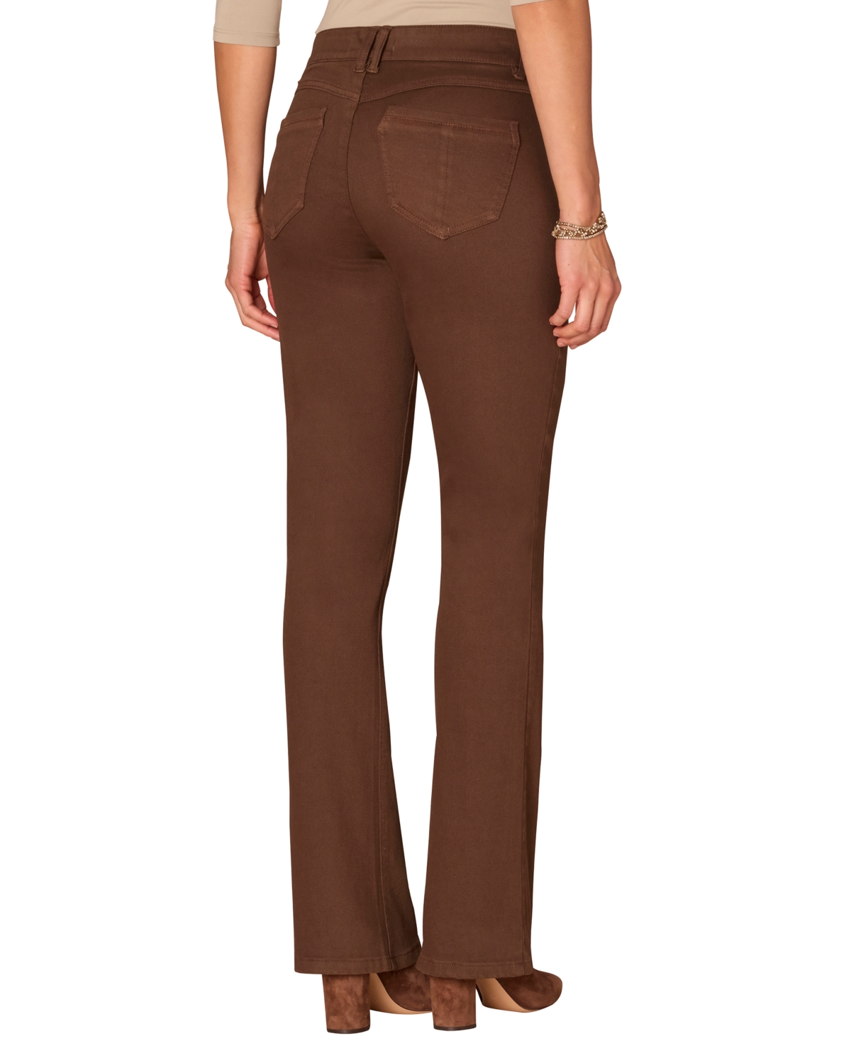 Democracy Petite Ab Solution Mid Rise Bootcut Pants In Brown