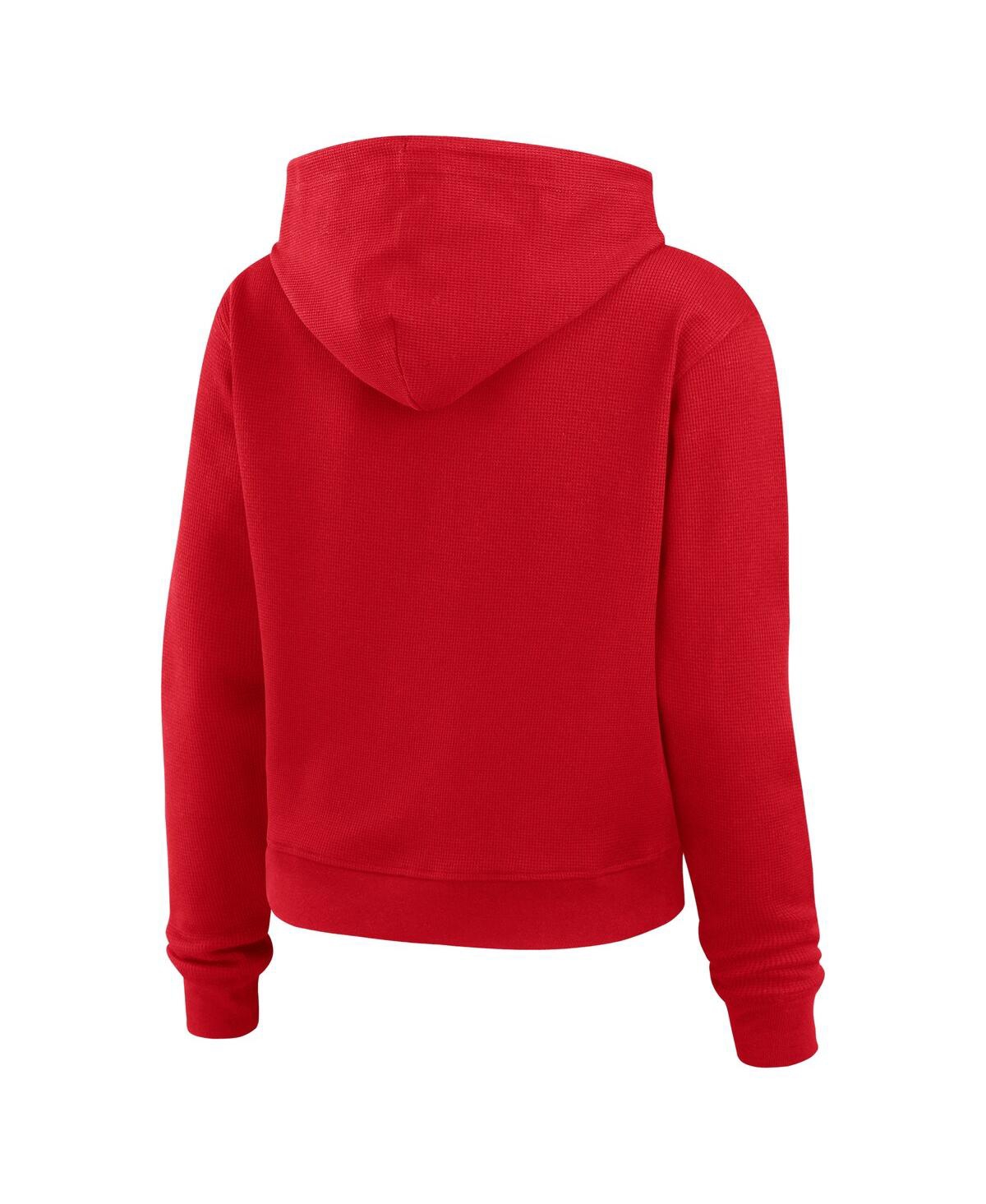 Wear By Erin Andrews Women's Red New Jersey Devils Waffle-knit Pullover Hoodie In Red
