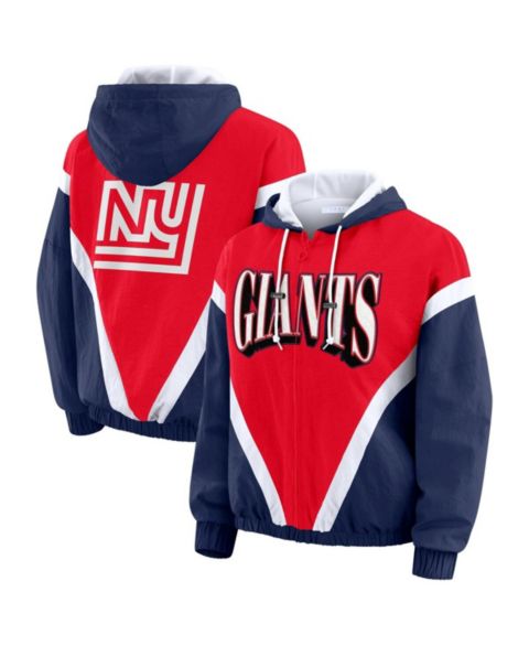 Женские худи WEAR by Erin Andrews Women's Red/Royal New York Giants Retro Crinkle Full-Zip Windbreaker