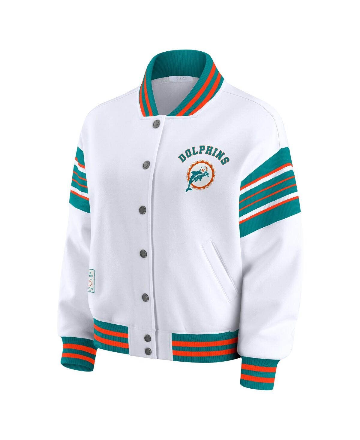 Wear by Erin Andrews Women's White Miami Dolphins Full-Snap Fleece Sweatshirt Jacket