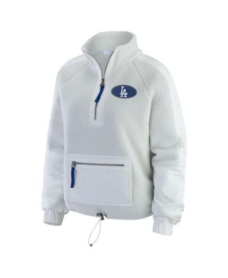 Women's Gray Los Angeles Dodgers Polar Fleece Quarter-Zip Jacket