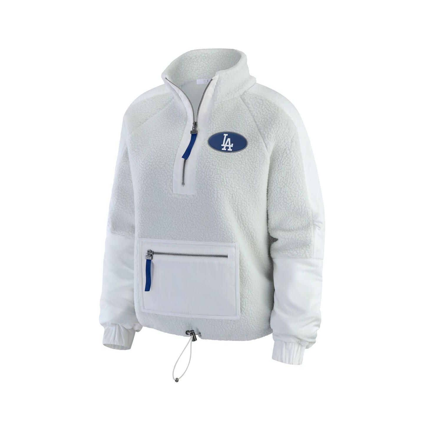 Женская куртка WEAR by Erin Andrews Gray Los Angeles Dodgers Polar Fleece Quarter-Zip — фото 3