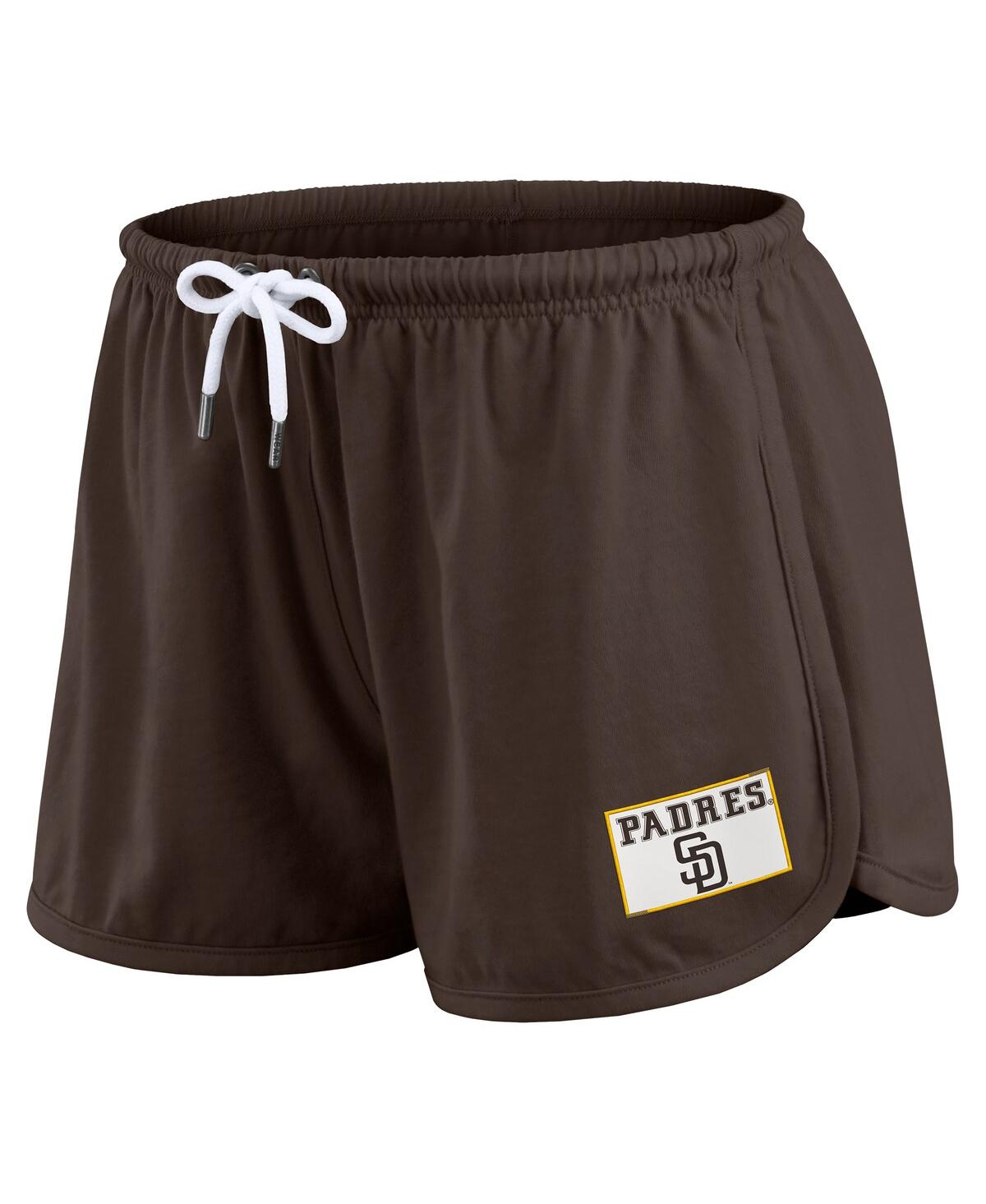 Wear By Erin Andrews Women's 2-piece Brown San Diego Padres Heavy Rugby Jersey Long Sleeve T-shirt And Shorts Lounge Set In Brown