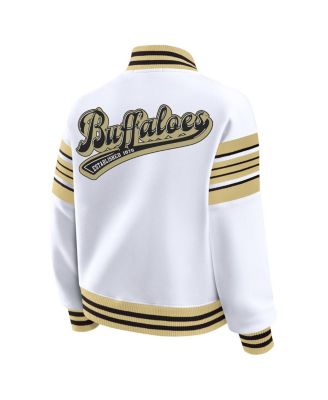 Women's White/Gold Colorado Buffaloes Satin Stitch Full-Snap Fleece Sweatshirt Jacket