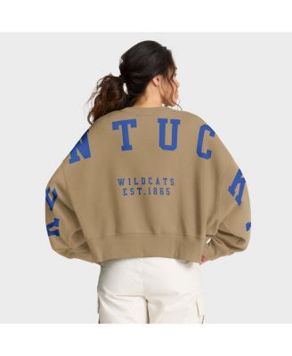 Women's Tan Kentucky Wildcats Oversized Phoenix 2-Hit Pullover Sweatshirt