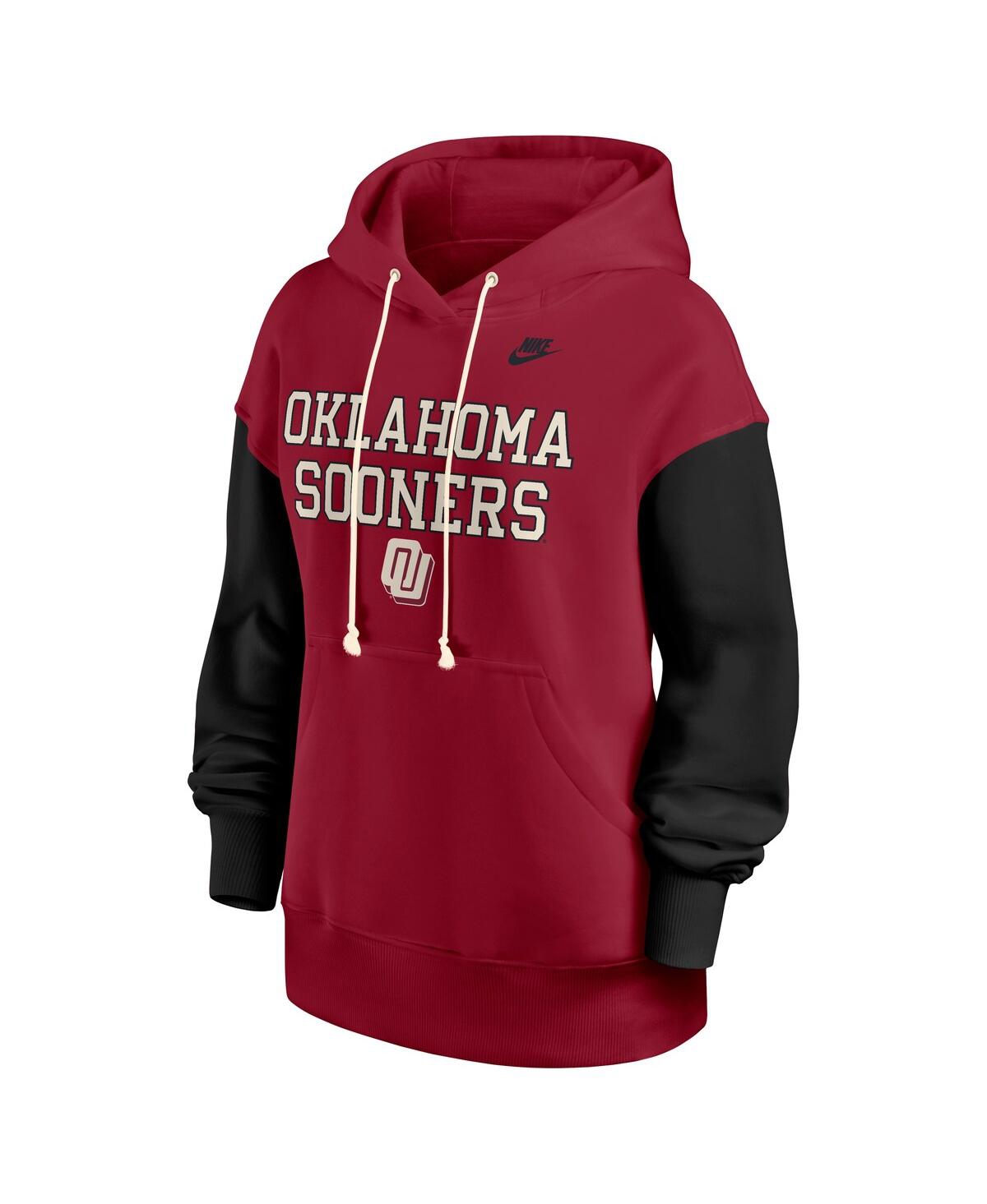 Nike Women's Crimson/black Oklahoma Sooners Oversized Legacy Phoenix Pullover Hoodie In Red