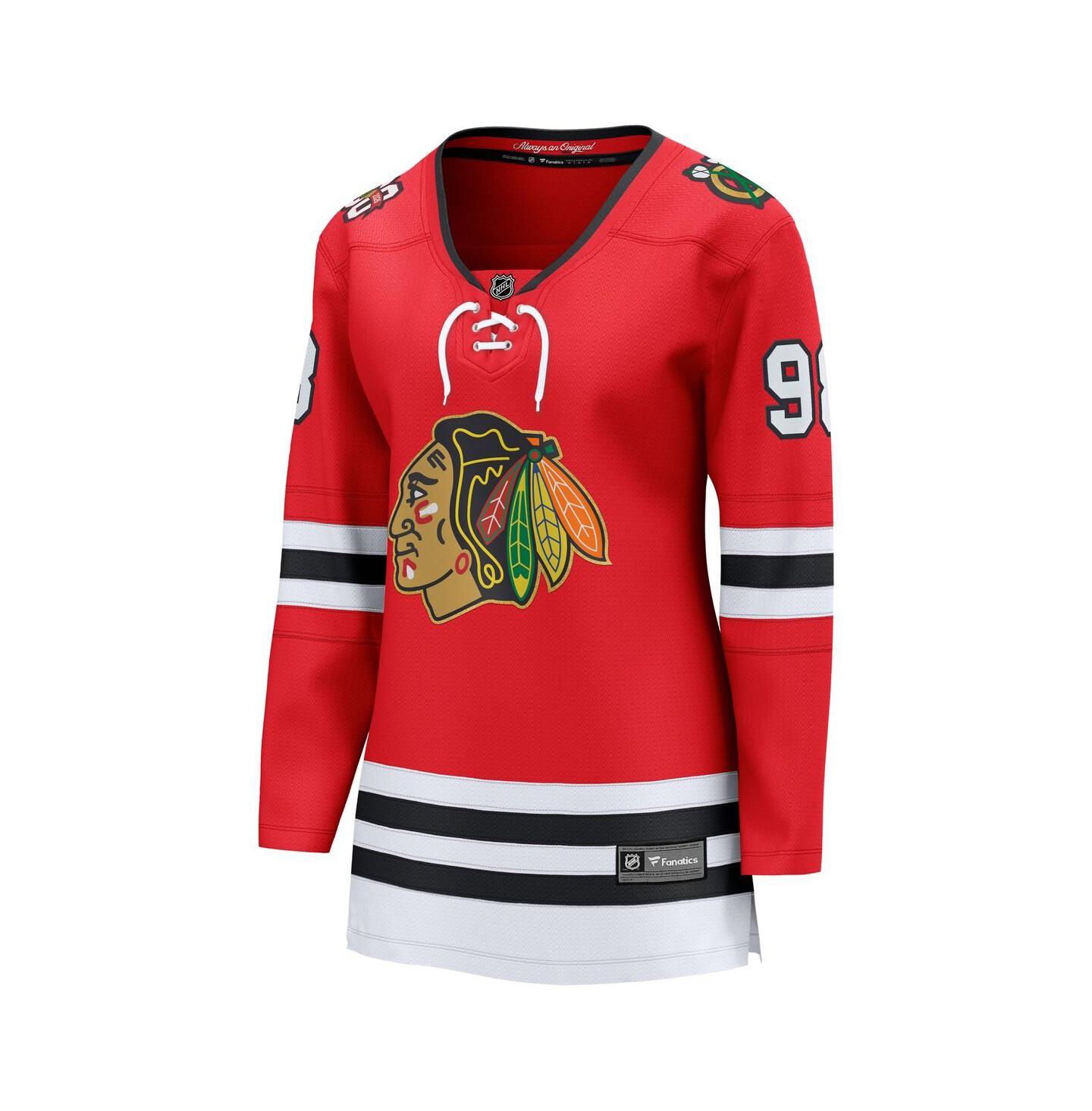 Женский топ Fanatics Connor Bedard Red Chicago Blackhawks Centennial Breakaway Player Jersey — фото 2