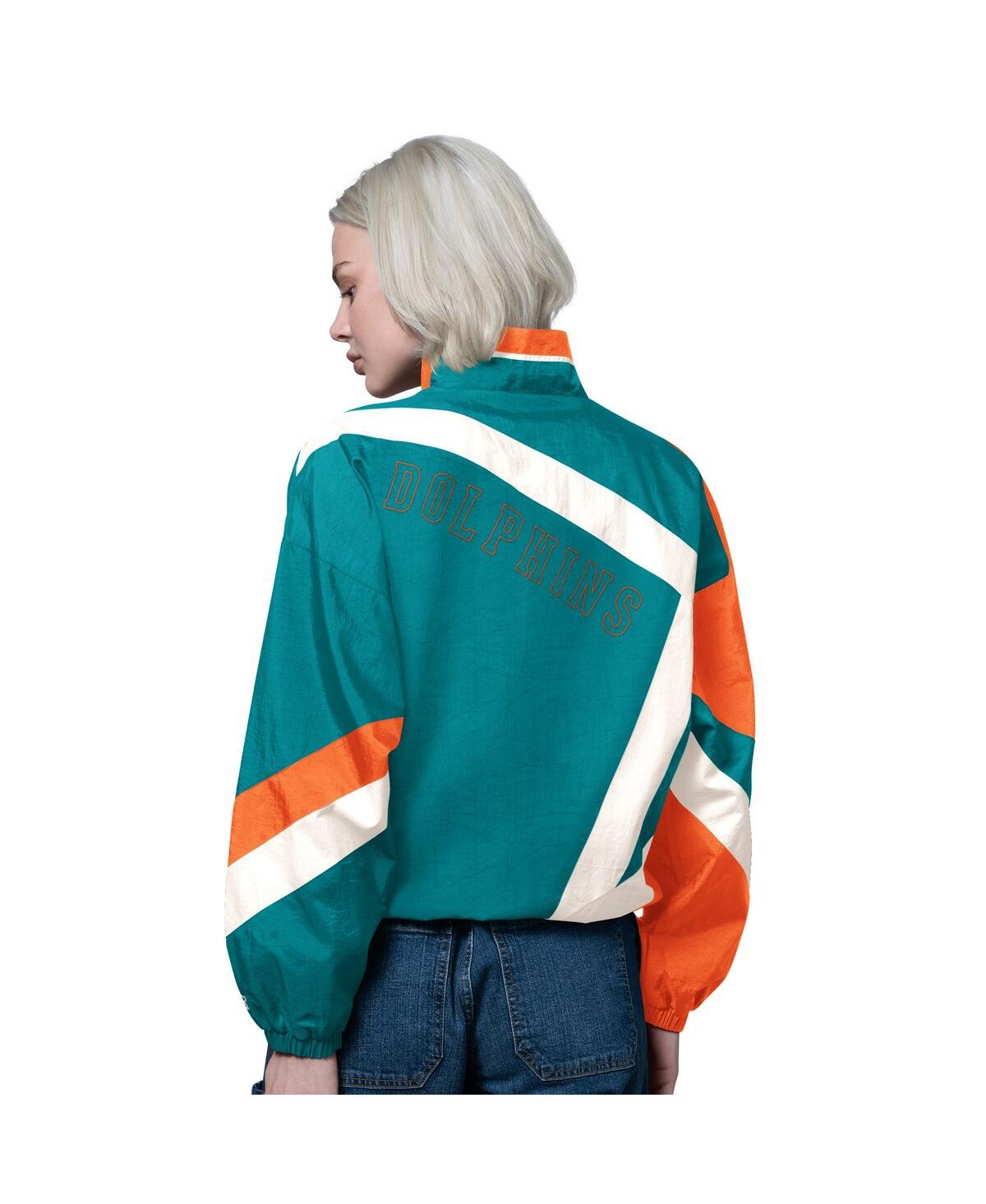 Starter Women's Aqua/orange Miami Dolphins Vintage 1st Quarter Full-zip Windbreaker In Multi