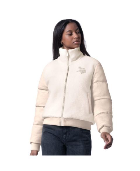Женские куртки G-III 4Her by Carl Banks Women's Cream Minnesota Vikings Cheerleader Sherpa Full-Zip Jacket