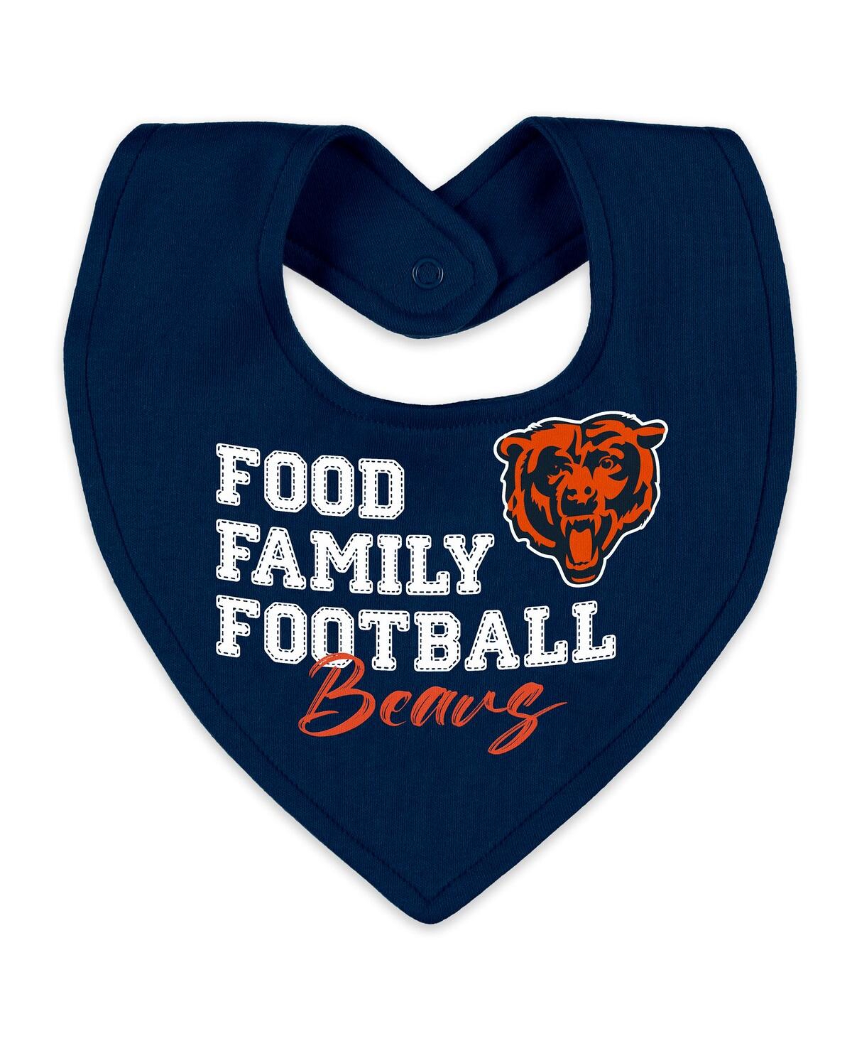 Wear by Erin Andrews Baby Boys and Girls Newborn Chicago Bears Sleep Play Full-Zip Sleeper Bib Set
