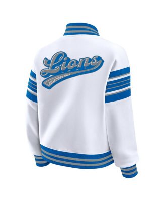 Women's White Detroit Lions Plus Size Full-Snap Fleece Sweatshirt Jacket