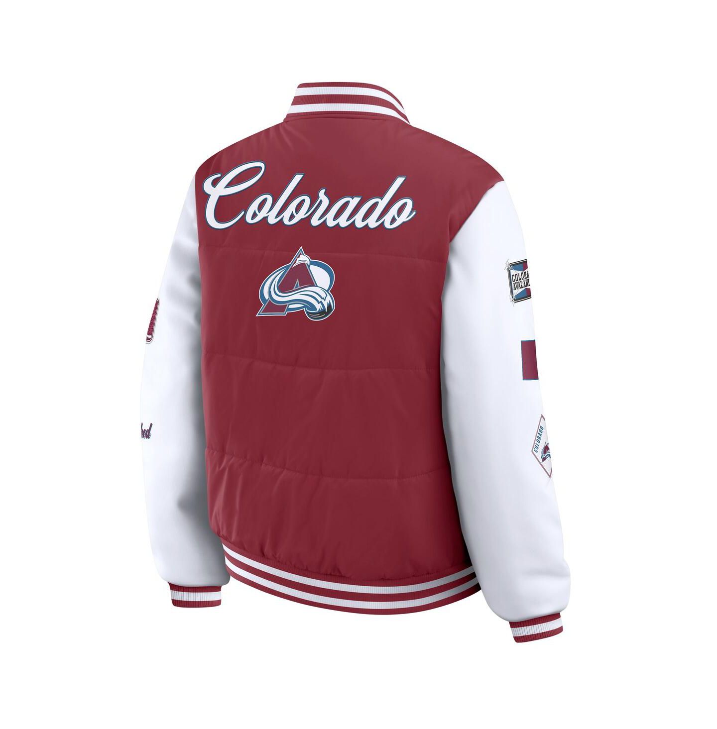 Женская куртка WEAR by Erin Andrews Burgundy/White Colorado Avalanche Varsity Full-Snap Puffer — фото 3