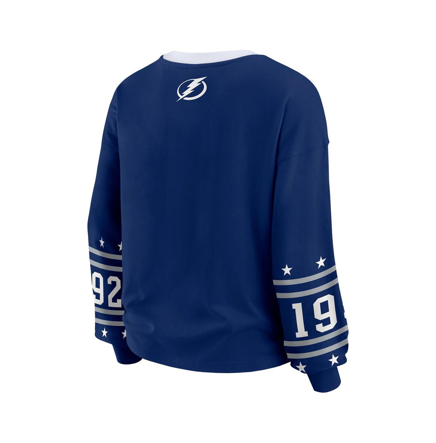 Женская футболка WEAR by Erin Andrews Blue Tampa Bay Lightning Long-Sleeve Sport — фото 3