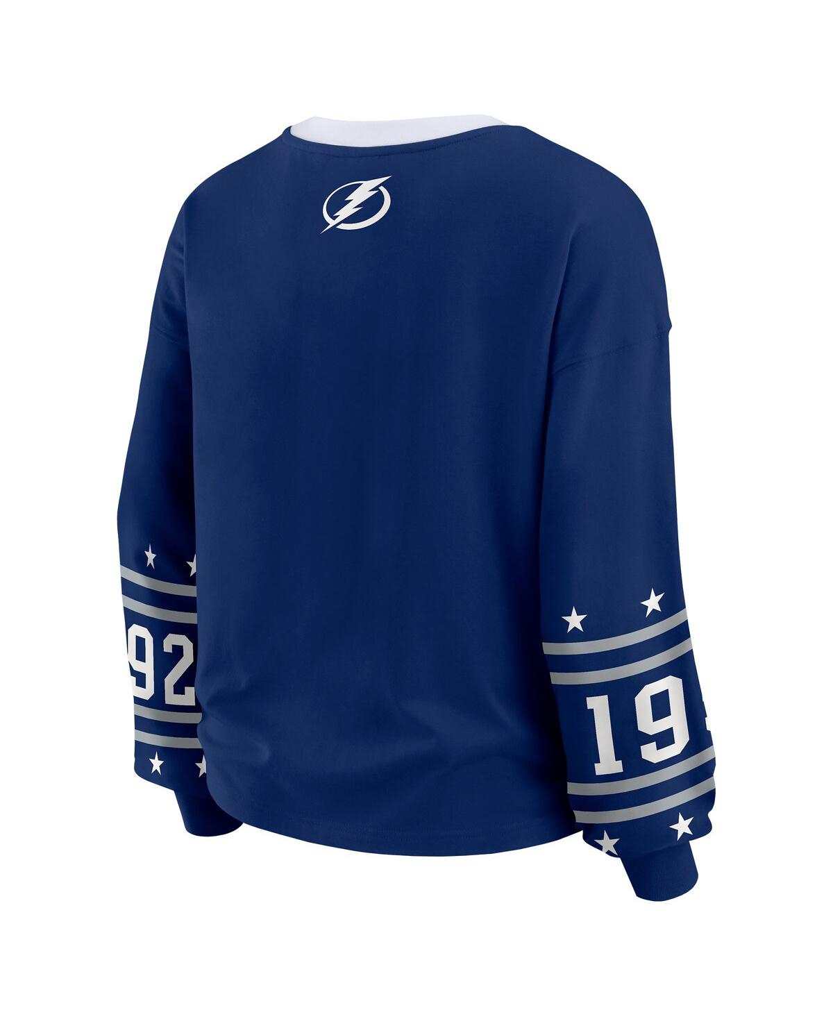 Wear By Erin Andrews Women's Blue Tampa Bay Lightning Long-sleeve Sport T-shirt In Blue
