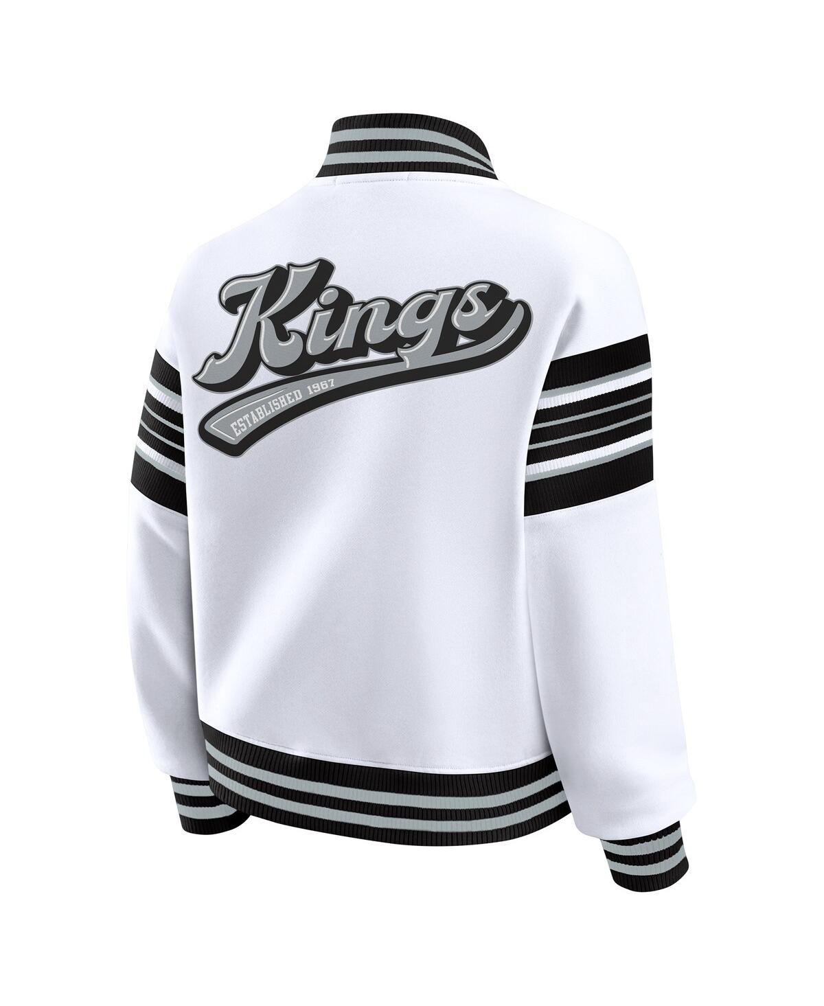 Wear By Erin Andrews Women's White/black Los Angeles Kings Full-snap Fleece Sweatshirt Jacket In White