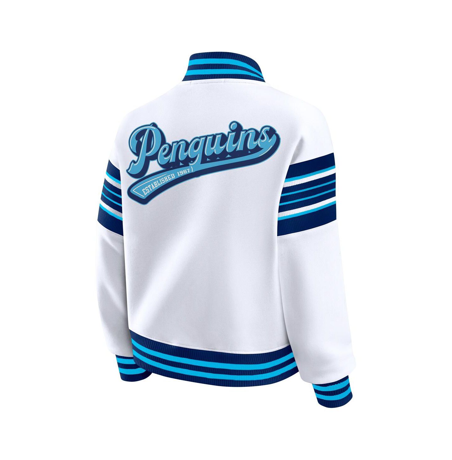 Женская куртка WEAR by Erin Andrews White/Navy Pittsburgh Penguins Full-Snap Fleece Sweatshirt — фото 3