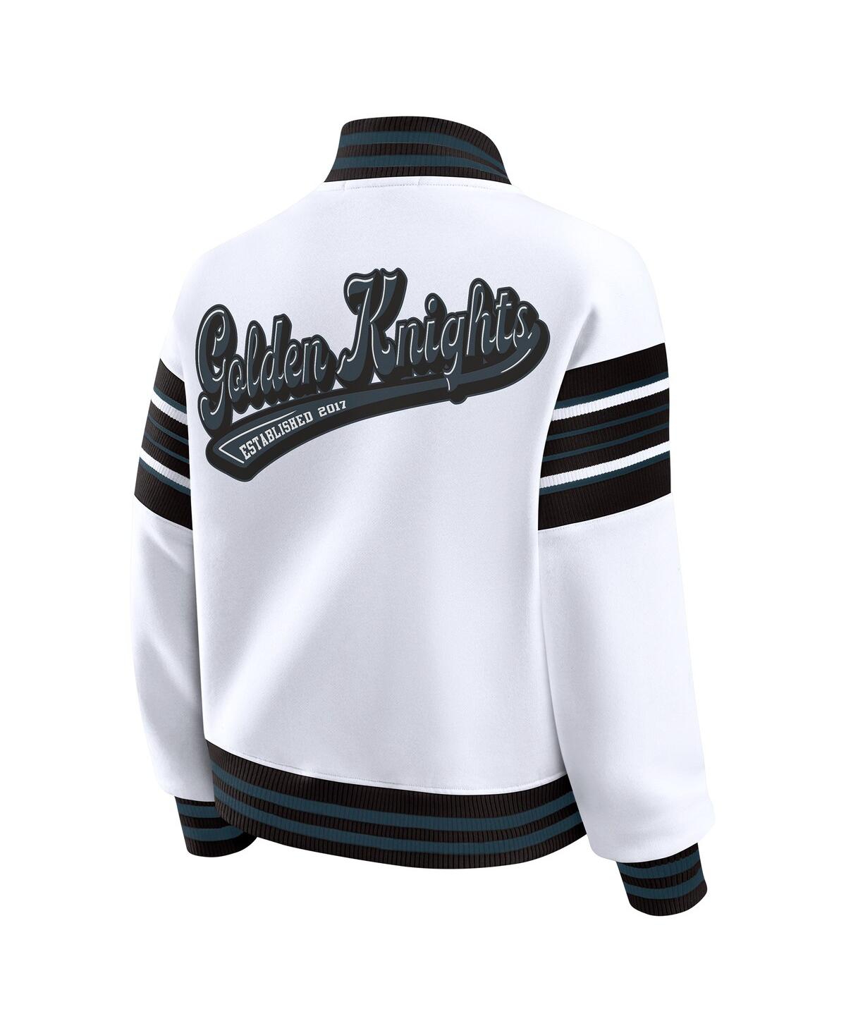 Wear By Erin Andrews Women's White/black Vegas Golden Knights Full-snap Fleece Sweatshirt Jacket In White
