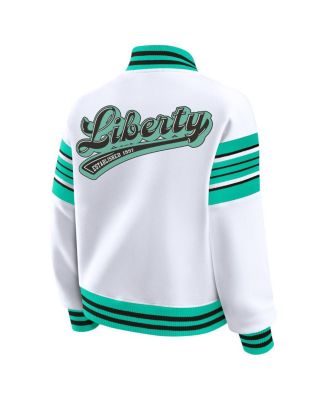 Women's White/Mint New York Liberty Full-Snap Fleece Sweatshirt Jacket