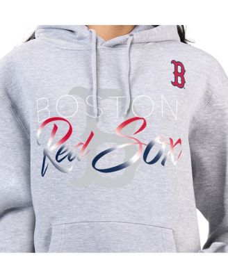 Women's Heather Gray Boston Red Sox Shadow Logo Graphic Pullover Hoodie