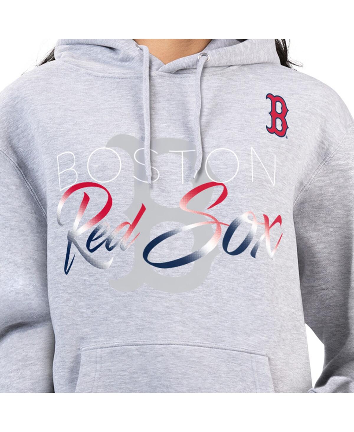 G-iii 4her By Carl Banks Women's Heather Gray Boston Red Sox Shadow Logo Graphic Pullover Hoodie In Gray