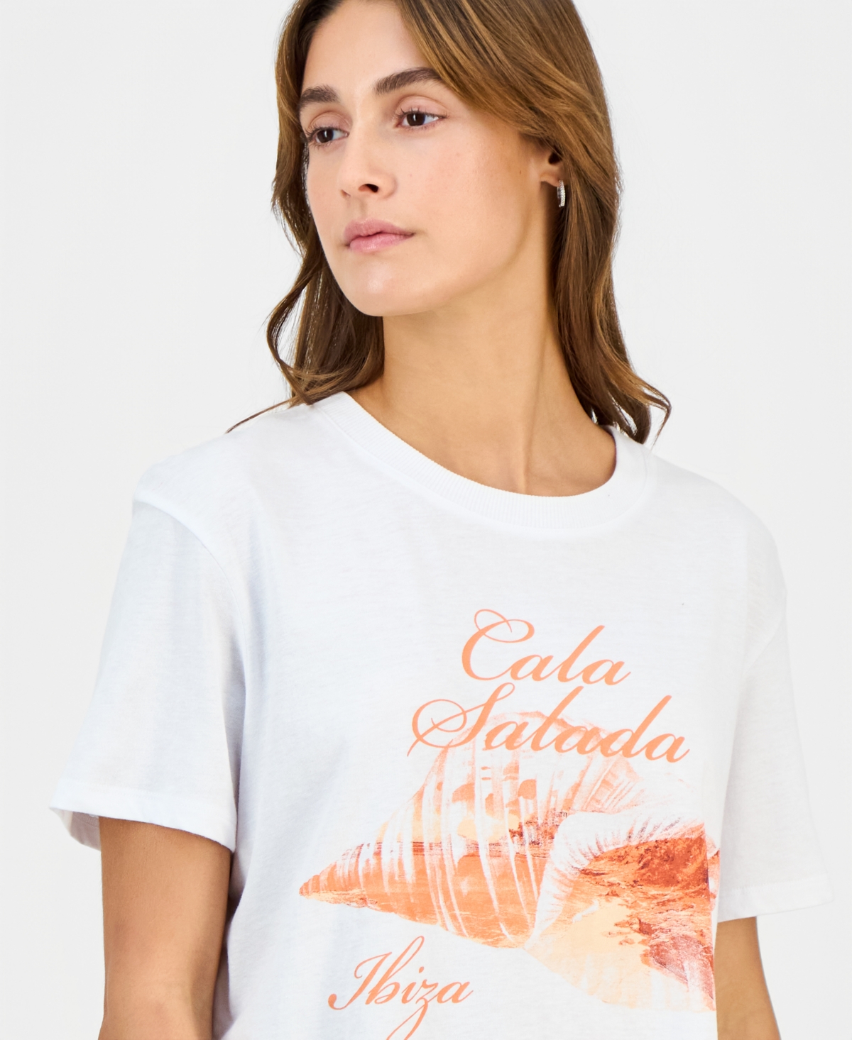 Self Esteem Juniors' Ibiza Seashell Crewneck Tee In White