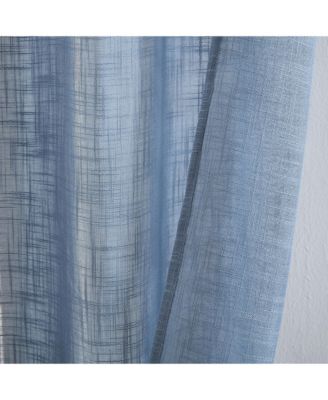 Abbey Faux Linen Textured Semi Sheer Privacy Sun Light Filtering Transparent Window Grommet Curtain Panels, Set of 2