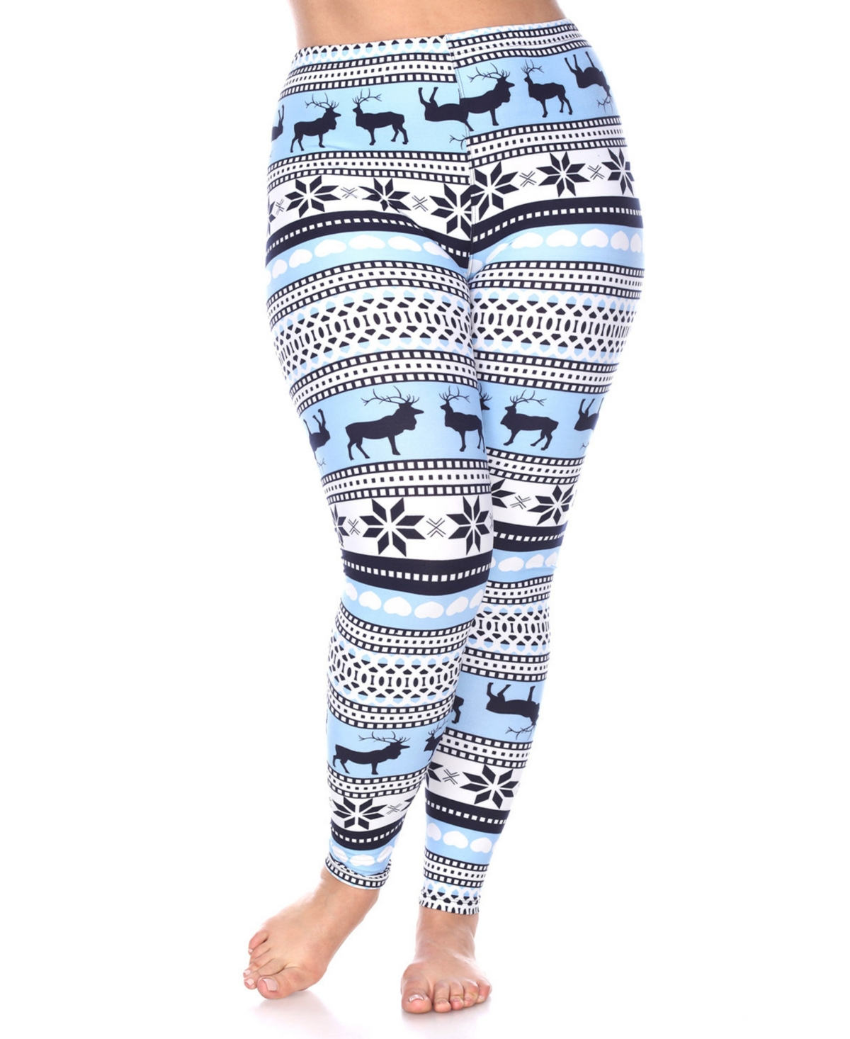 White Mark Plus Size Holiday Legging Pants, 3-pack In Multi