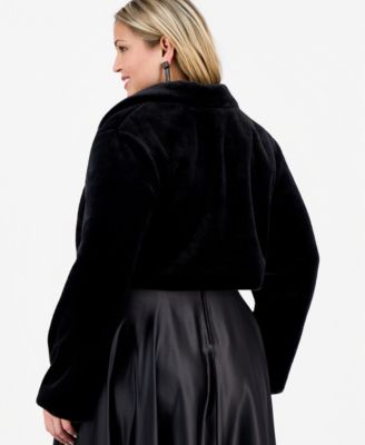 Trendy Plus Size Cropped Faux-Fur Jacket