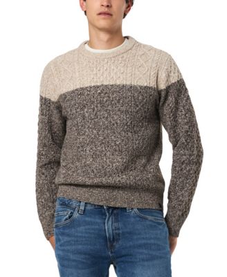 Men's Winter Color Block Cable Knit Sweater