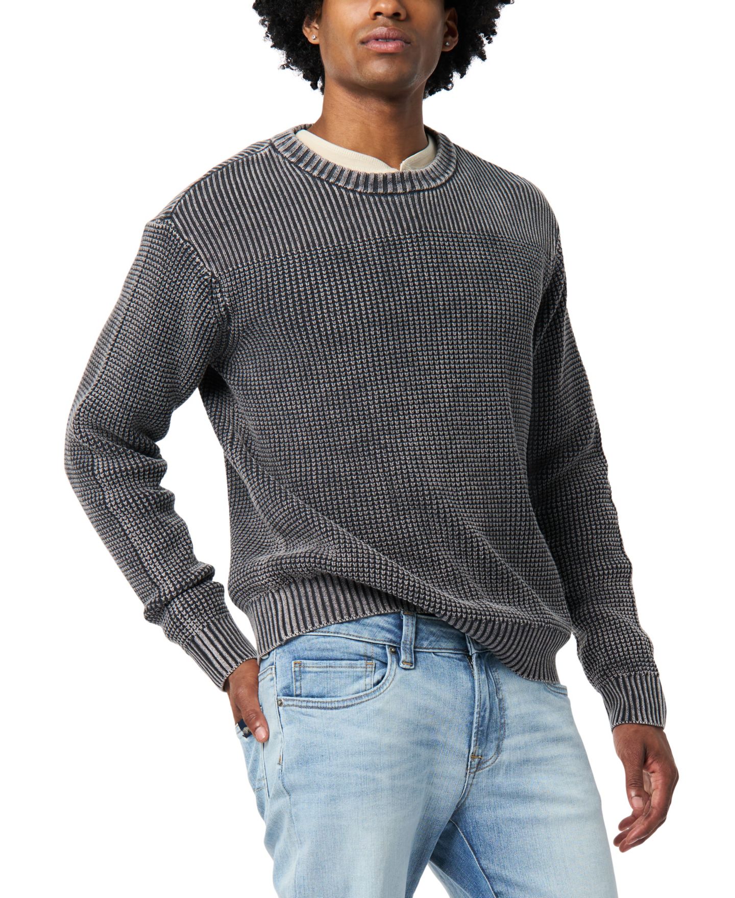 Мужской свитер Buffalo David Bitton Washy Textured Knit Crewneck, цвет: Серый — фото 3