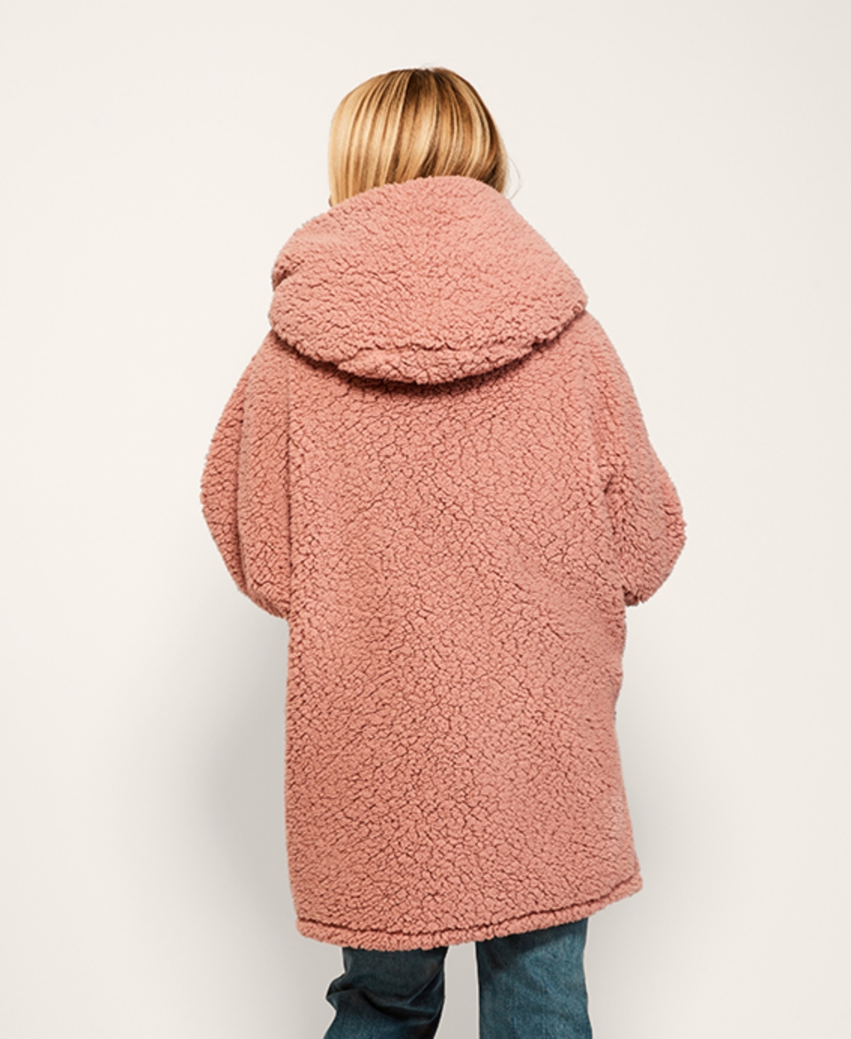 By Jill Martin Hooded Sherpa Button Front Lounger Jacket In Pink