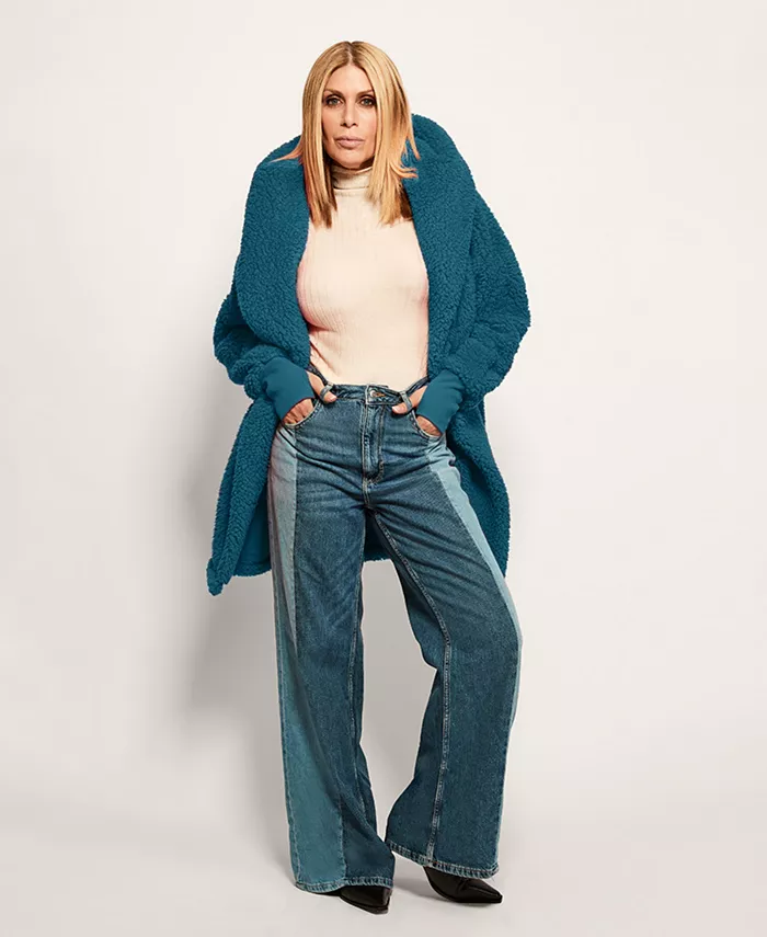 Hooded Sherpa Button Front Lounger Jacket - thumbnail 4