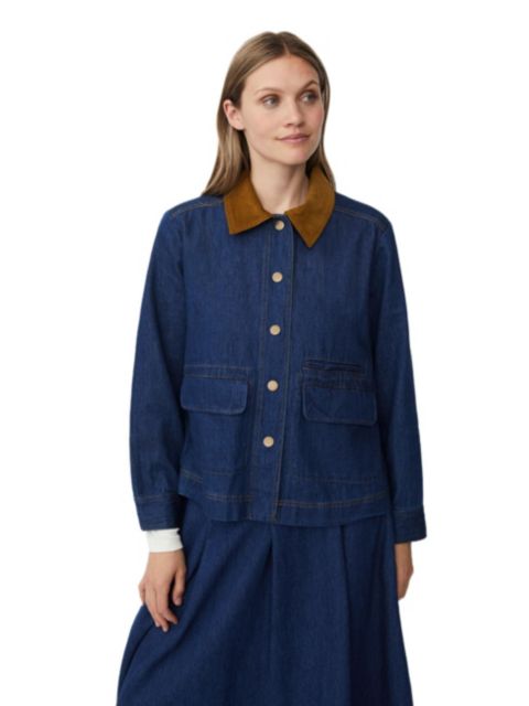 Женские куртки Masai Copenhagen Women's Long Sleeve Velvet Collared Denim Jacket