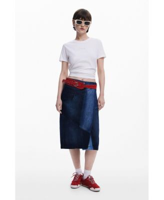 Women's Crossed denim midi skirt