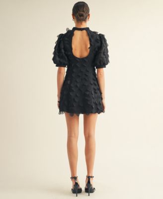 Women’s Crew Neck Puff Sleeve Mini Dress