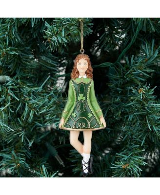 4" Irish Female Girl Dancer St. Patrick's Day Clover Christmas Tree Ornament