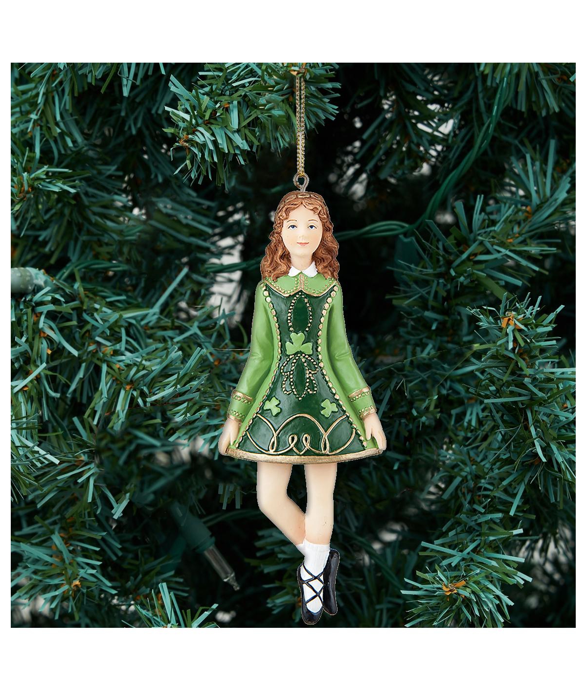 4" Irish Female Girl Dancer St. Patrick's Day Clover Christmas Tree Ornament