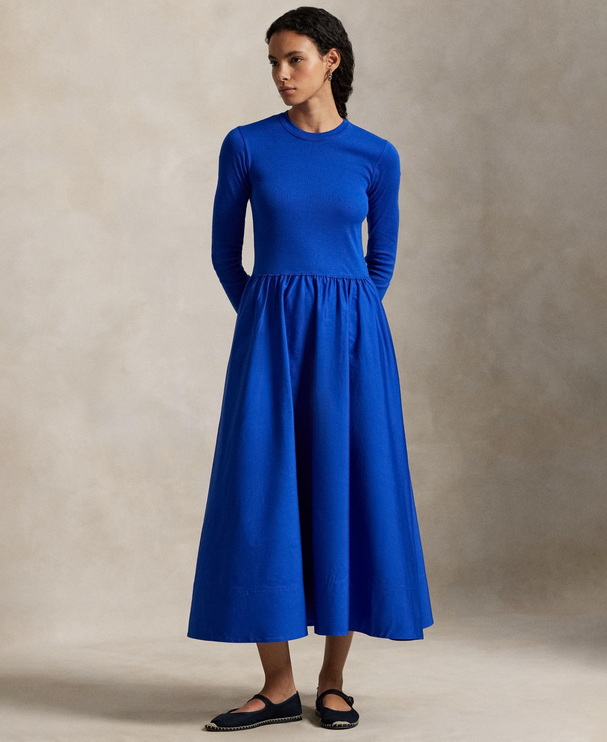 Polo Ralph Lauren Women's Cotton Long-sleeve Dress In Blue